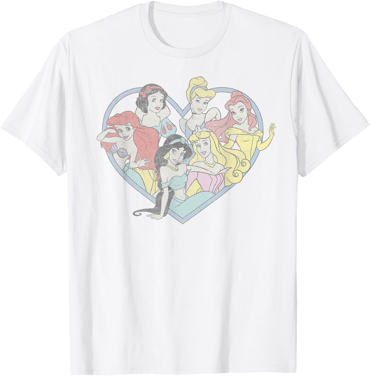 Disney Princess Valentine's Day Vintage Heart Group Shot T-Shirt - T-Shirt | White