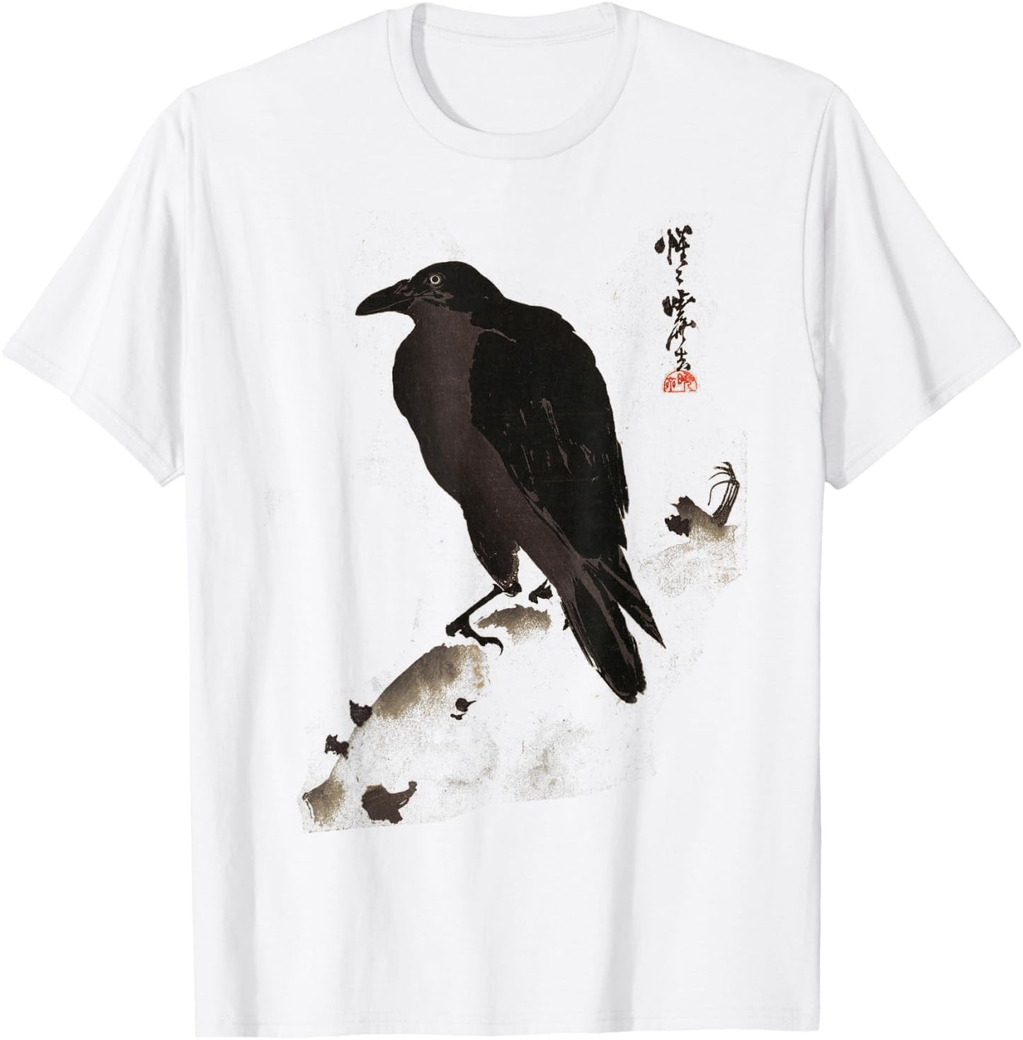 Raven Vintage Illustration Crow T-Shirt - T-Shirt | White