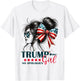 Trump Girl Messy Bun No Apologies USA Flag Trump 2024 T-Shirt - T-Shirt | White