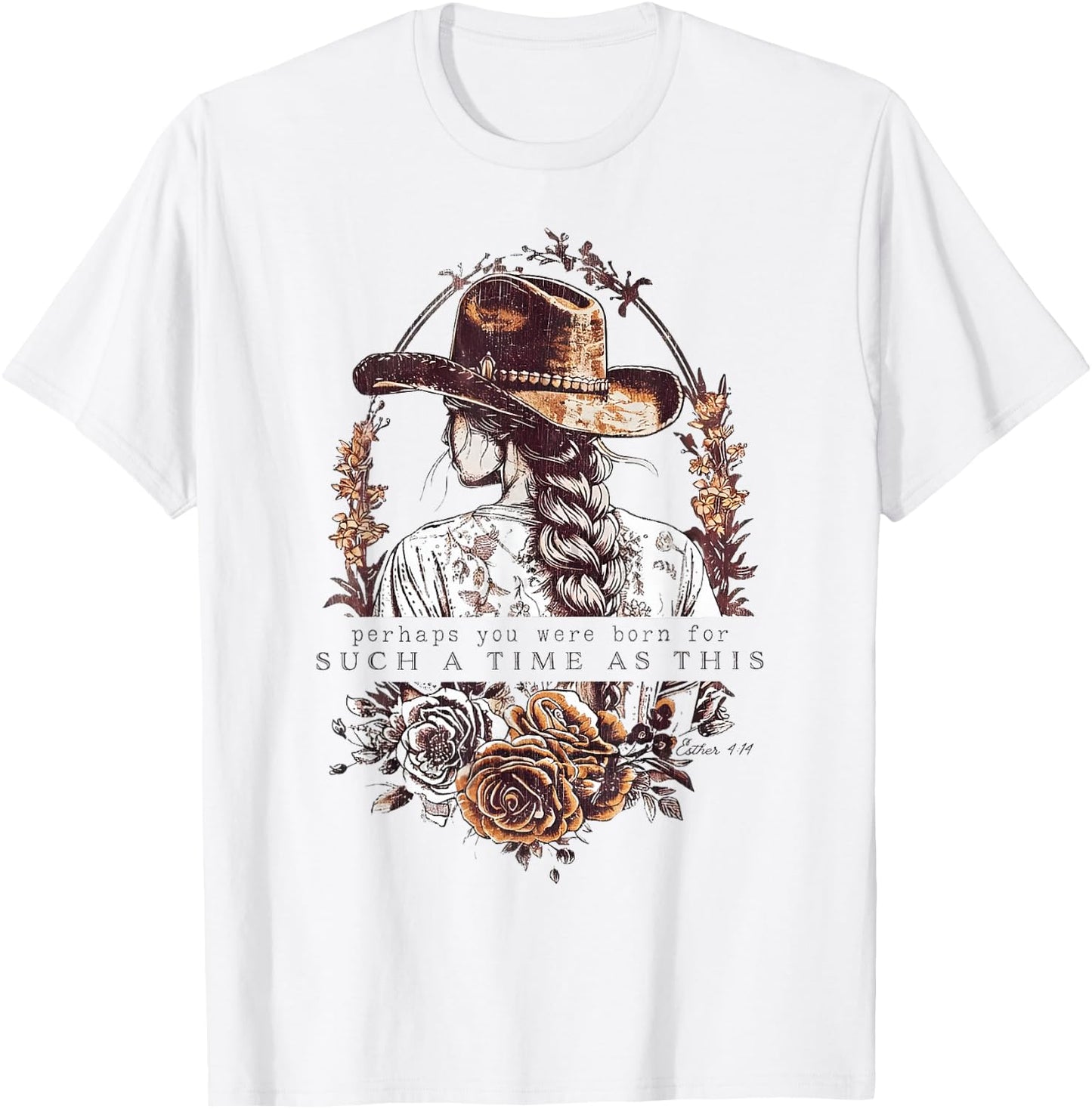 Western Esther 4:14 For Such a Time as This Vintage Cowgirl T-Shirt - T-Shirt | White