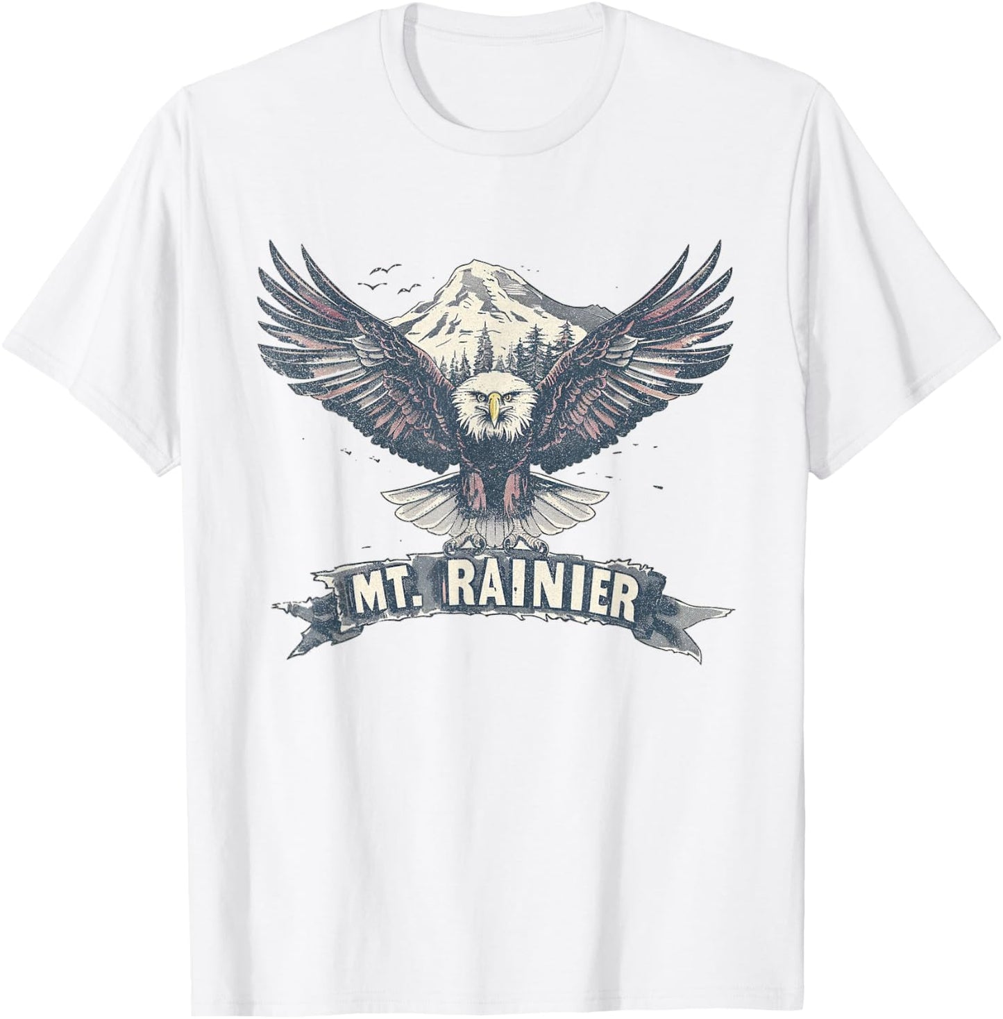 Mount Rainier - US National Park Vintage Men Women Retro T-Shirt - T-Shirt | White