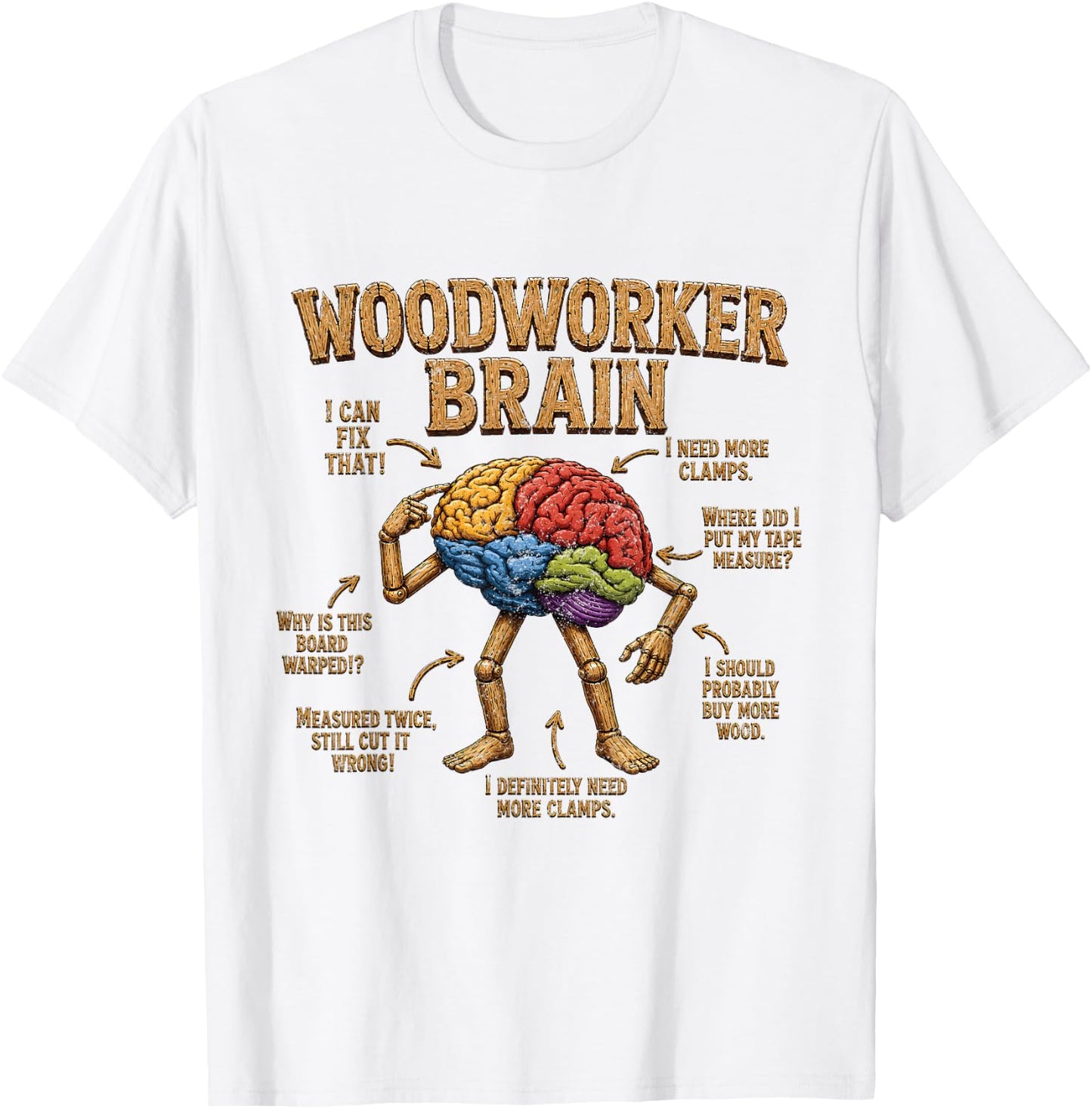 Woodworker Brain Anatomy Funny Lumber Woodworking Carpenter T-Shirt - T-Shirt | White