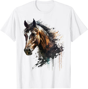 Pferd Reiten Kunst Tier Druck Pferdemotiv Pferd T-Shirt - T-Shirt | White
