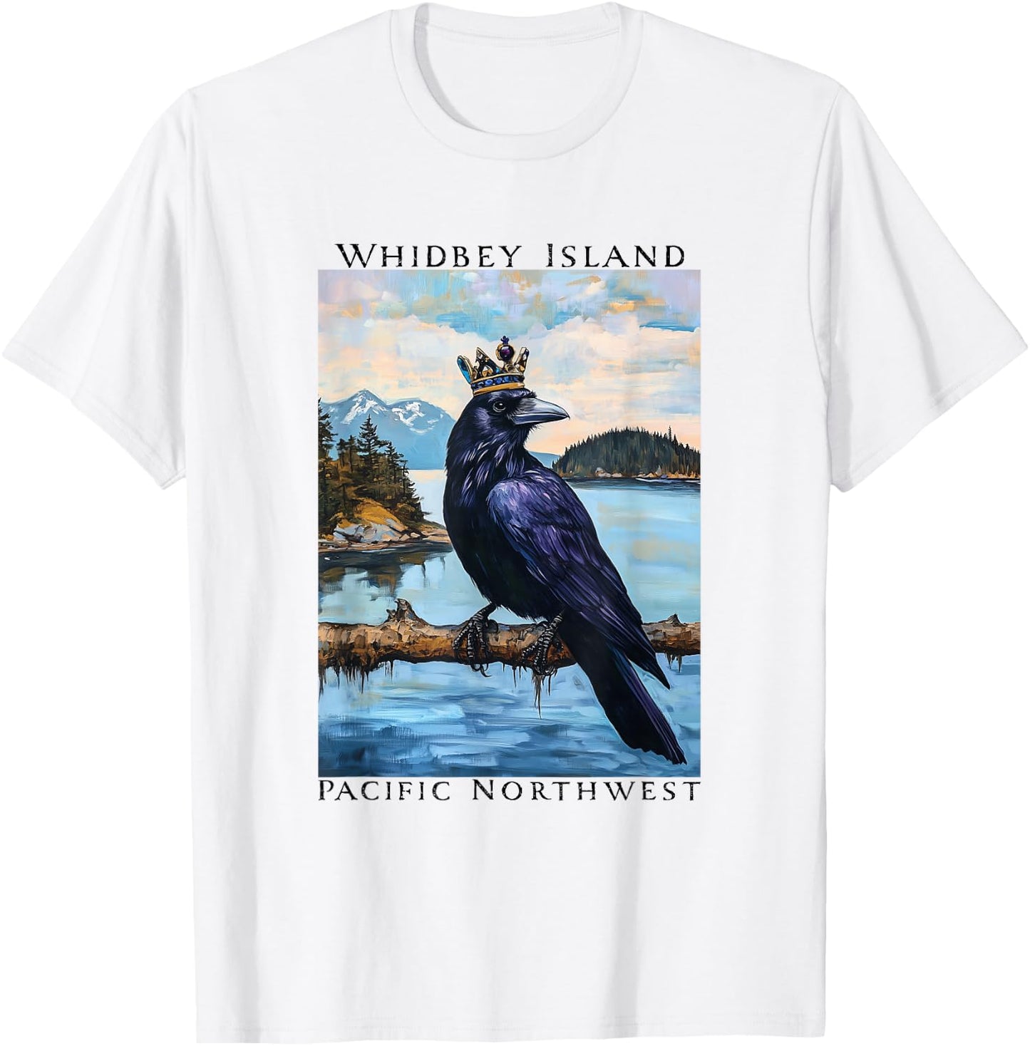 Whidbey Island Washington Crows Pacific Northwest Boating T-Shirt - T-Shirt | White