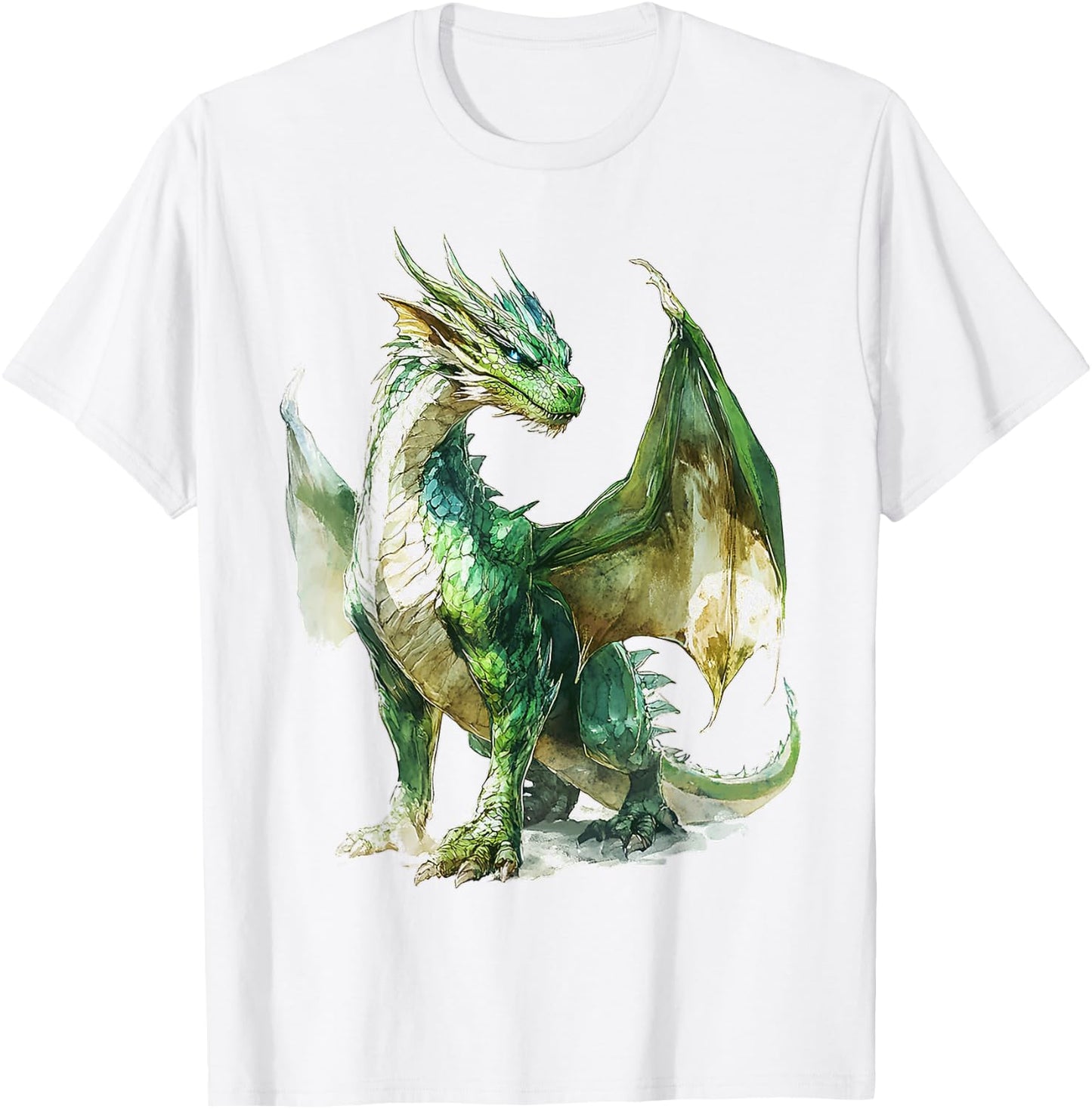 Green Dragon Motif Mythical Artwork Green Dragon T-Shirt - T-Shirt | White