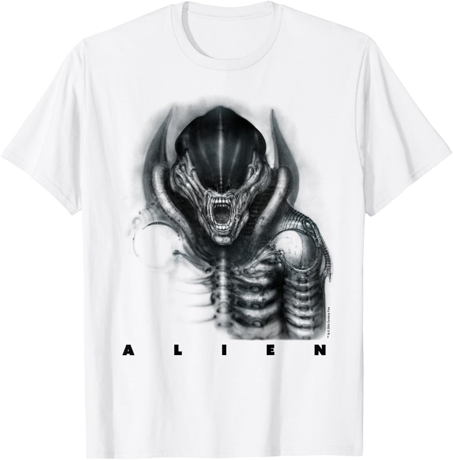Aliens Iconic Epic Xenomorph Faded Big Chest Epic Portrait T-Shirt - T-Shirt | White