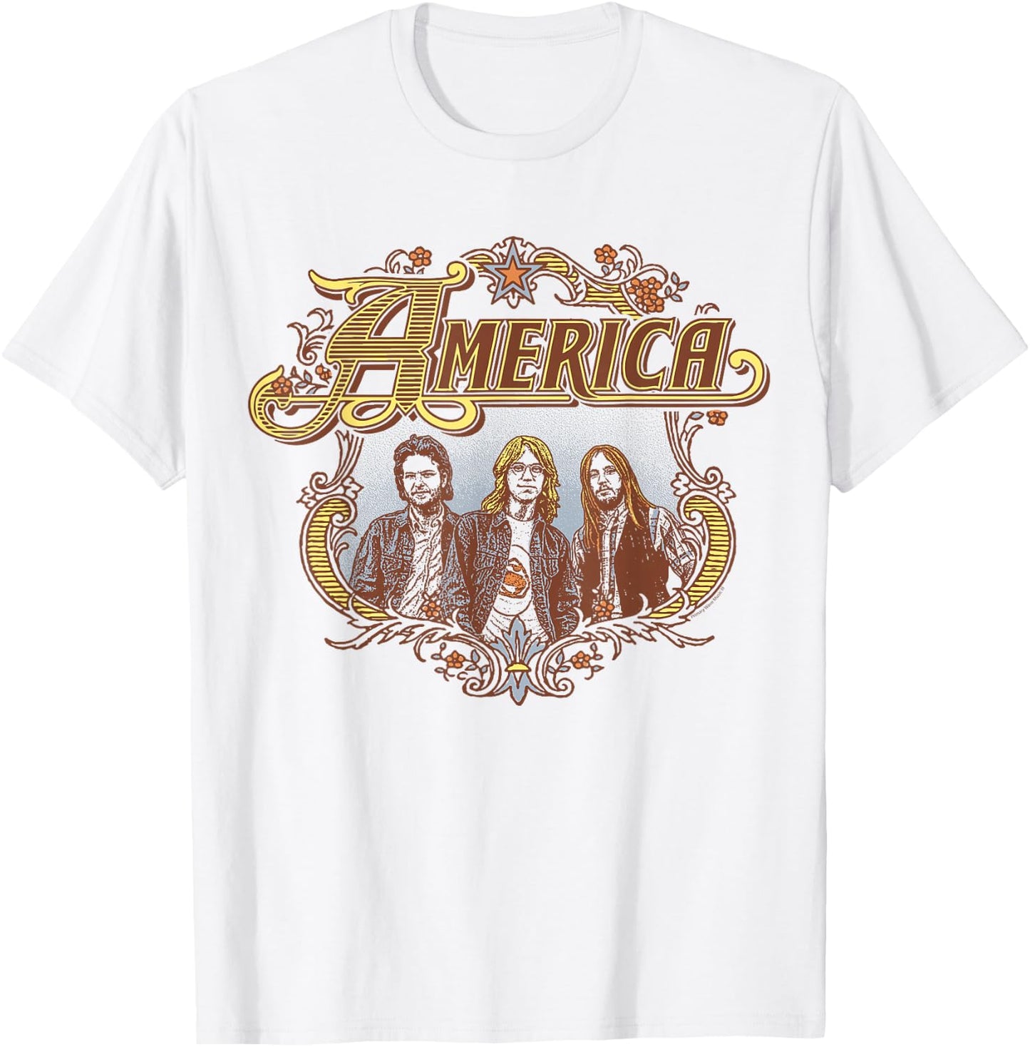 Official America the Band America Band Badge T-Shirt - T-Shirt | White