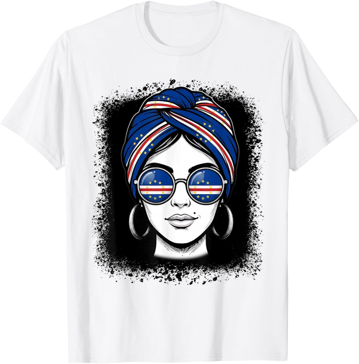 Cape Verde Flag Woman Turban Sunglasses Pride T-Shirt - T-Shirt | White