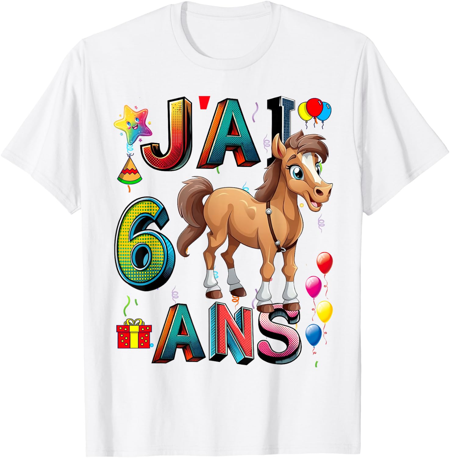 Child Horse Child 6 Years Birthday Boy Girl Horse T-Shirt - T-Shirt | White