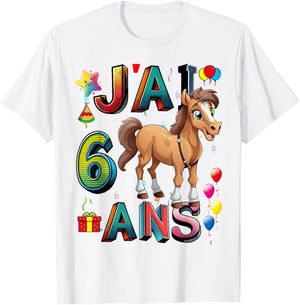 Child Horse Child 6 Years Birthday Boy Girl Horse T-Shirt - T-Shirt | White