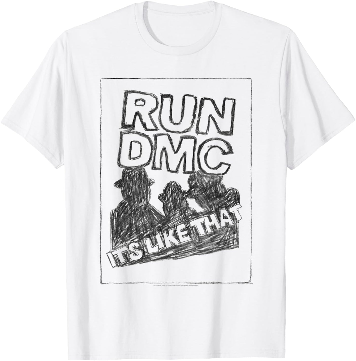RUN--DMC Offiziell Lizenziertes Bravado It's Like That Sketch , Damen, -Jugendliche, -Erwachsene, Weiß, S, Kurzarm T-Shirt - T-Shirt | White