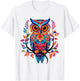 Owl Animal Nature Pattern Colorful Illustration Abstract Owl , white, S T-Shirt - T-Shirt | White