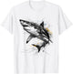 Shark Print Animal Graphic Abstract Drawing Shark , white, S T-Shirt - T-Shirt | White