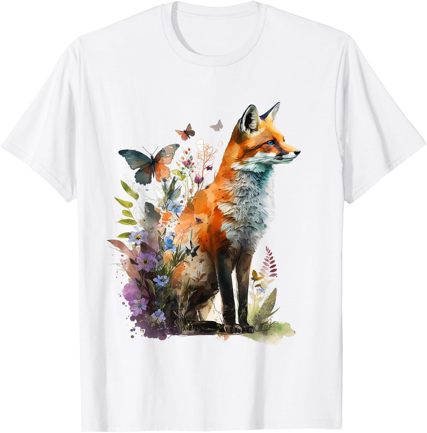 Fox Animal Lover Forest Art Animal Fox T-Shirt - T-Shirt | White