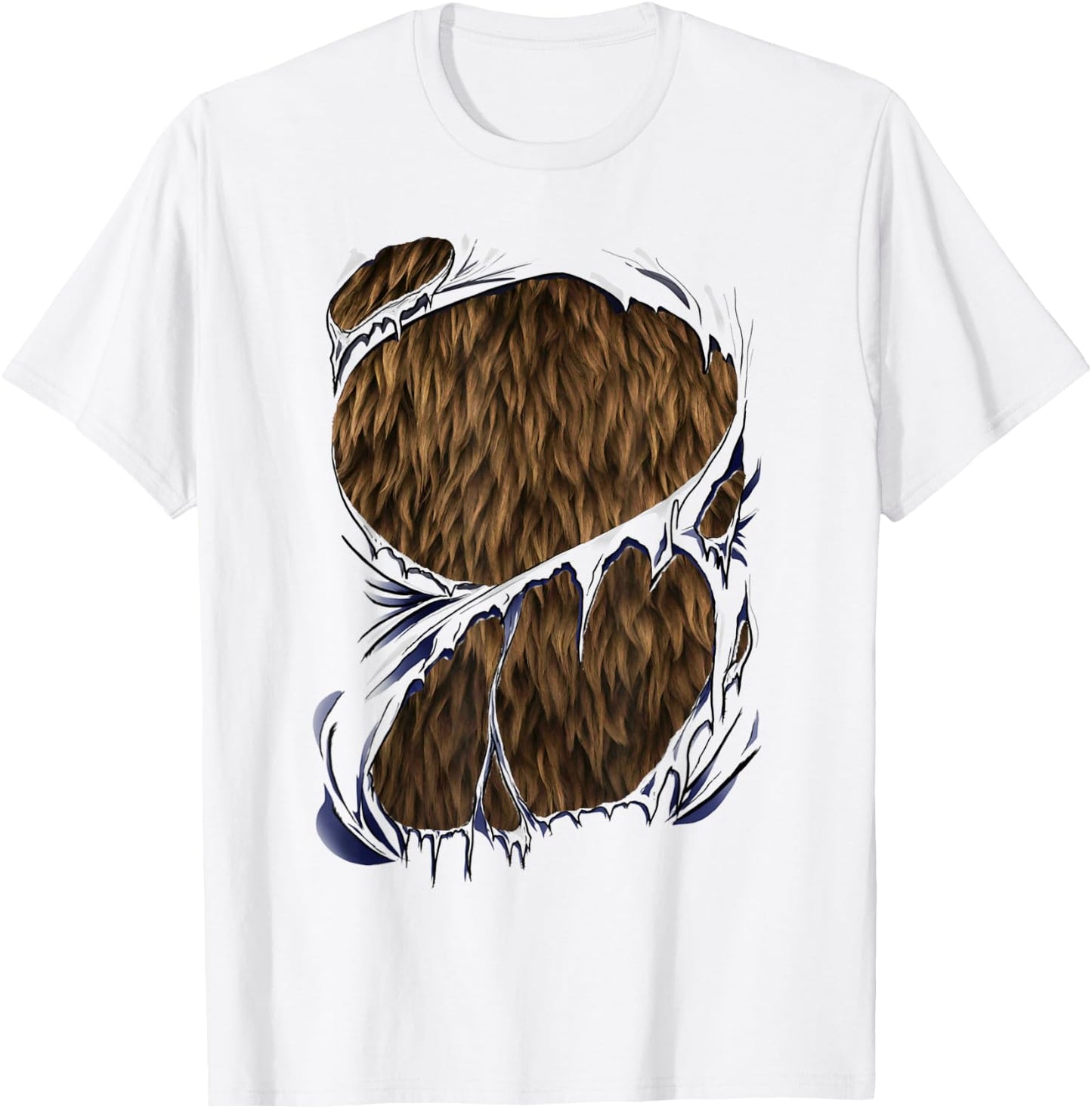 Werewolf Halloween Costume - Furry Bear or Beast Torn Ripped T-Shirt - T-Shirt | White