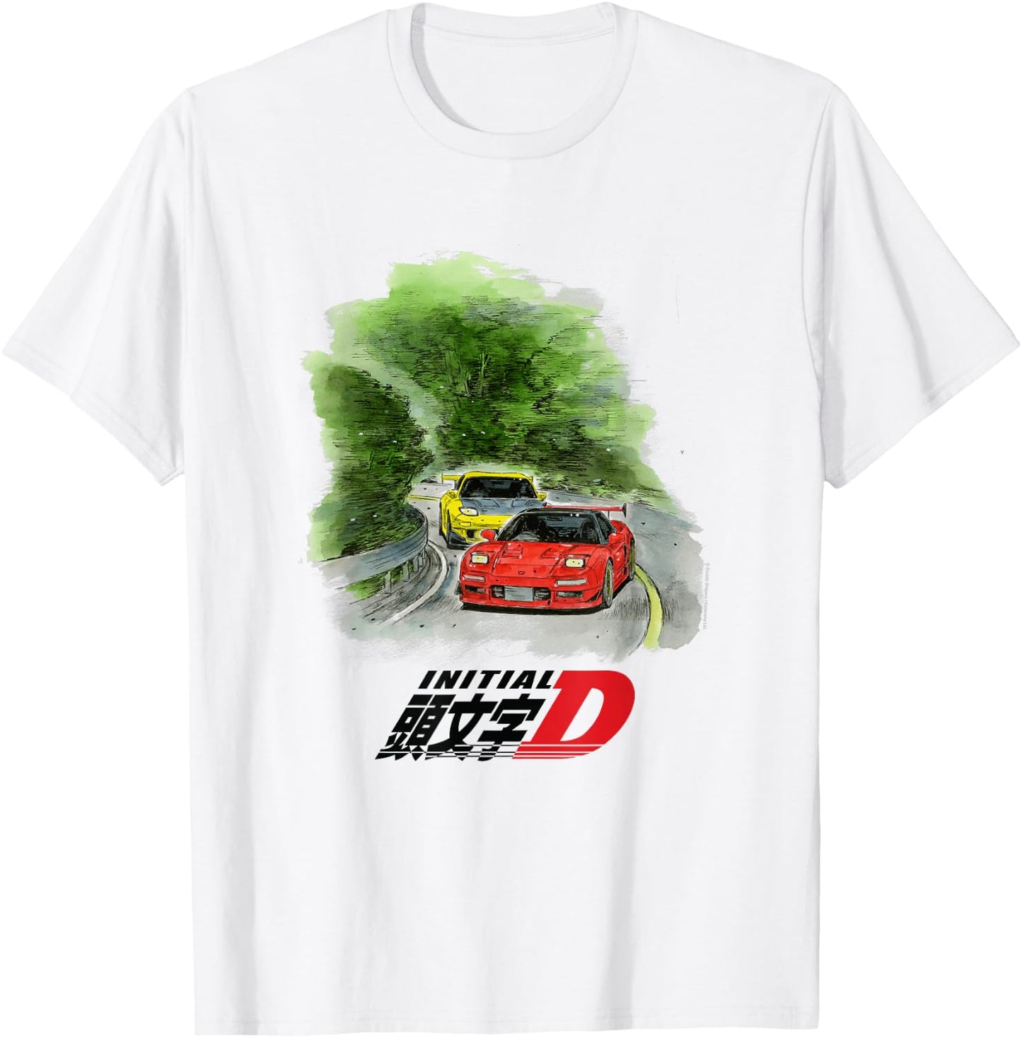 Initial D Manga Watercolor Cars Racing T-Shirt - T-Shirt | White