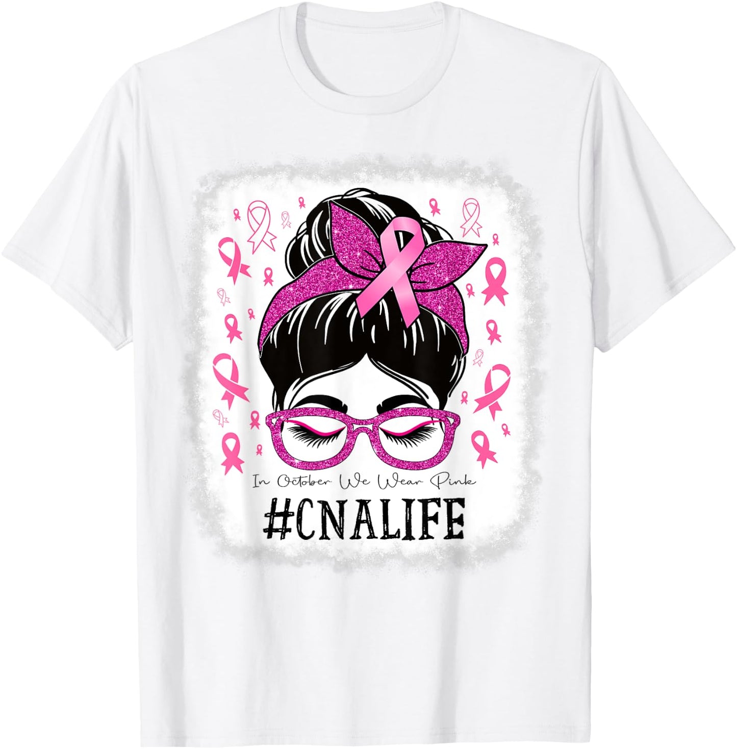 CNA Certified Nursing Assistant Breast Cancer Awareness T-Shirt - T-Shirt | White