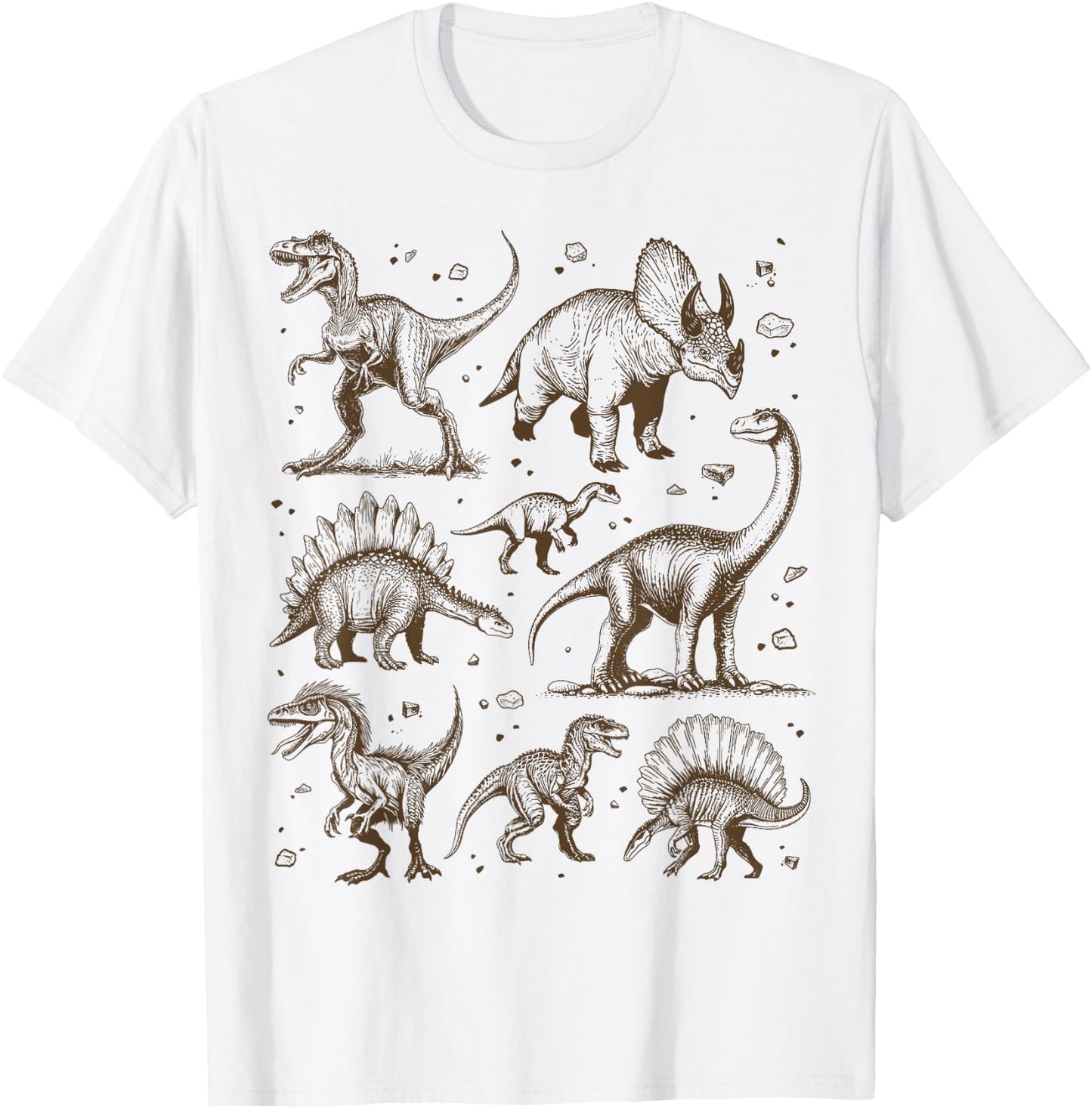 Dinosaur Paleontology Science Biology T-Rex Vintage Graphic , grey, S T-Shirt - T-Shirt | White