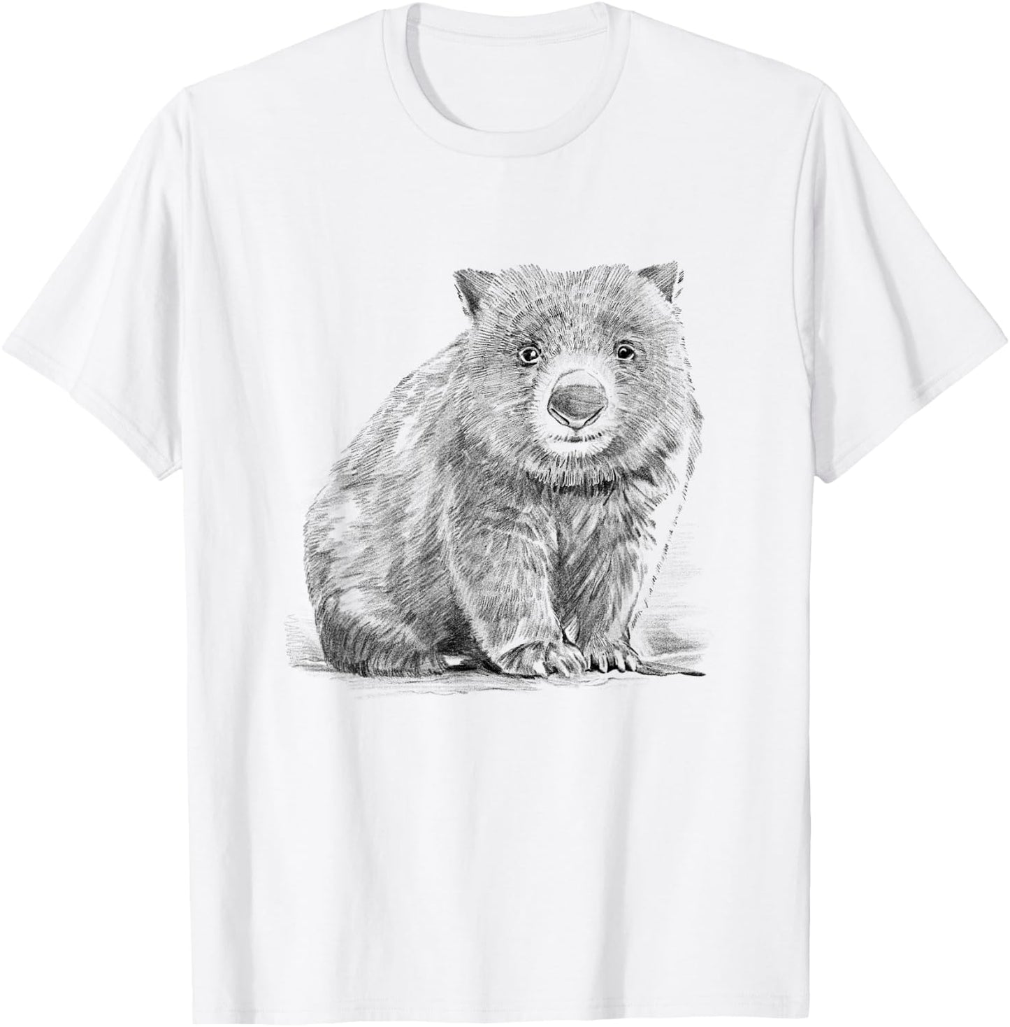 Wombat Pencil Drawing , White T-Shirt - T-Shirt | White