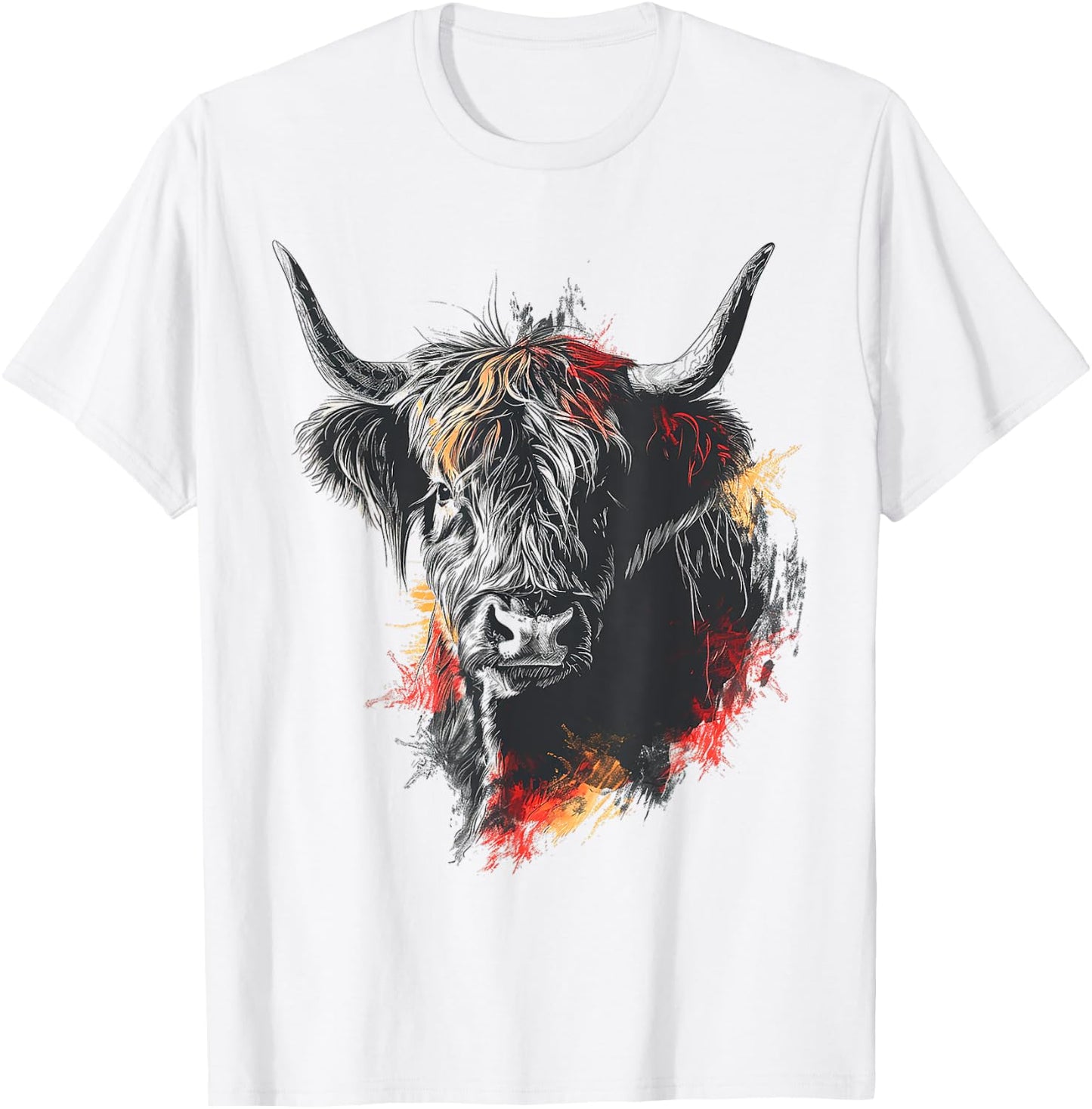 Highland Cow Tierzoo Zeichnung Hochlandkuh T-Shirt - T-Shirt | White