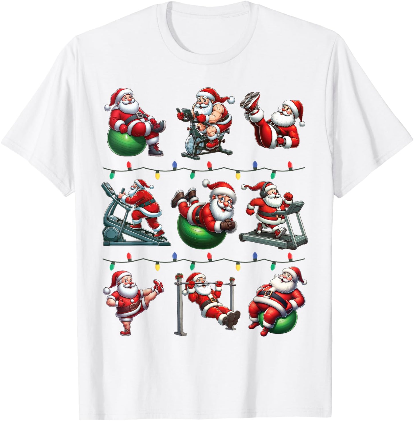 Santa Fitness Collection Gym Workout Weightlifting Christmas T-Shirt - T-Shirt | White