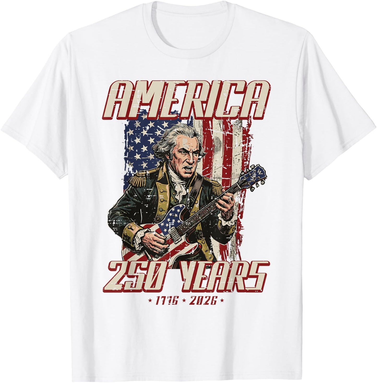 Washington Guitar America 250 250th Anniversary 4th of July T-Shirt - T-Shirt | White