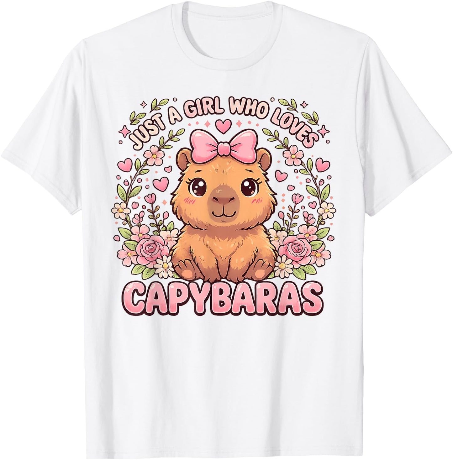 Just a Girl Who Loves Capybaras Graphic Kids Girl T-Shirt - T-Shirt | White