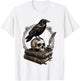 Dark Academia Raven Skull Books T-Shirt - T-Shirt | White