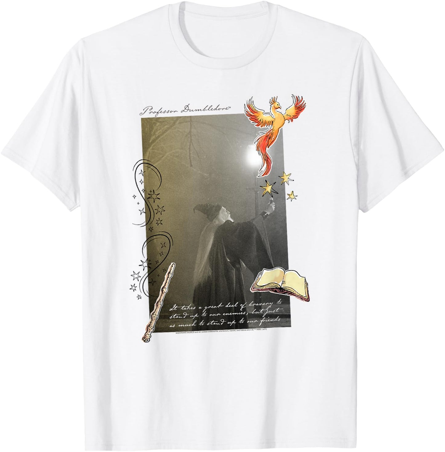 Harry Potter Dumbledore Quote and Fawkes T-Shirt - T-Shirt | White