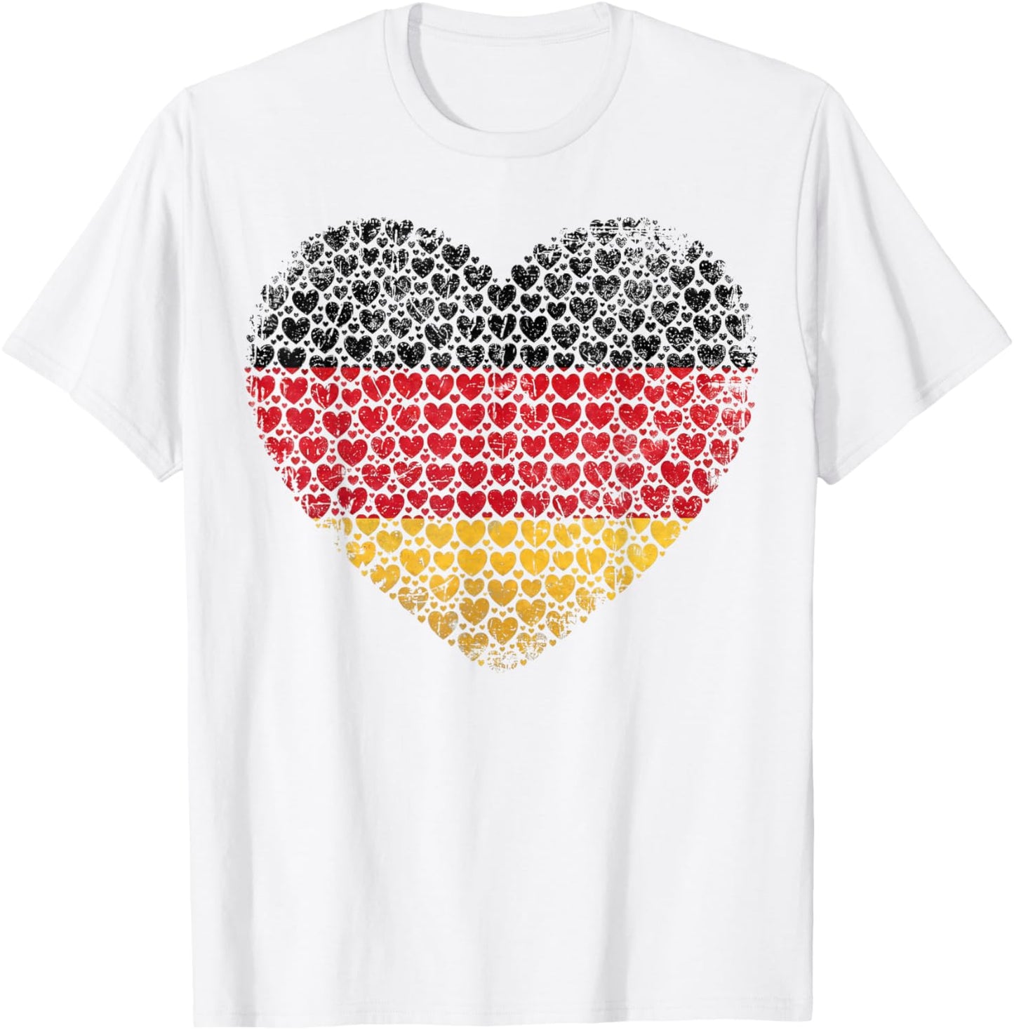 Deutschland Flaggenherz aus kleinen Herzen Schwarz Rot Gold T-Shirt - T-Shirt | White