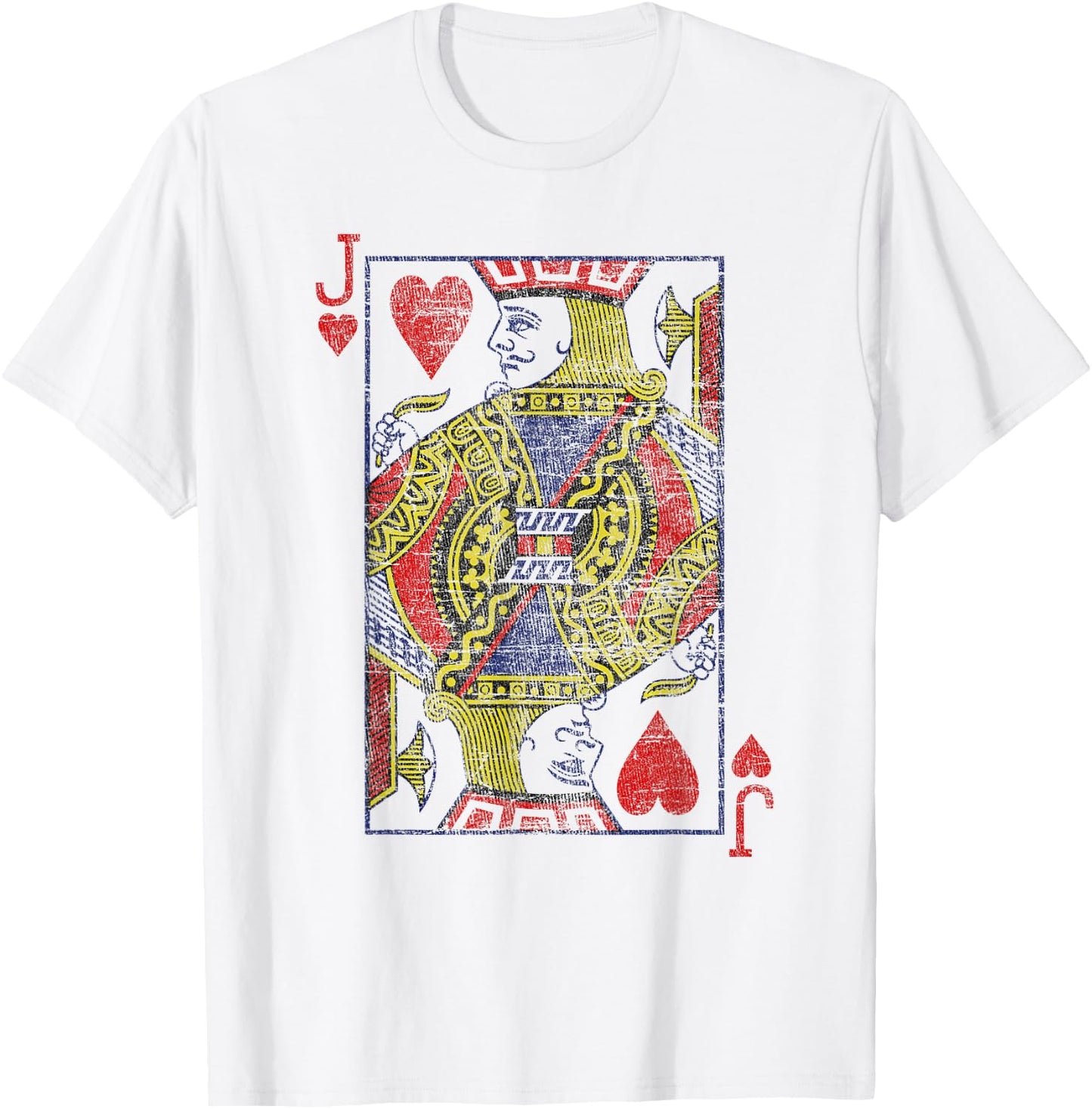 Bube of the Hearts Playing Cards Costume Poker Distressed T-Shirt - T-Shirt | White