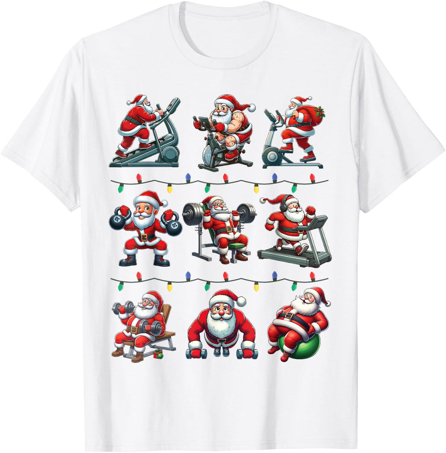 Santa Fitness Collection Gym Workout Weightlifting Christmas T-Shirt - T-Shirt | White