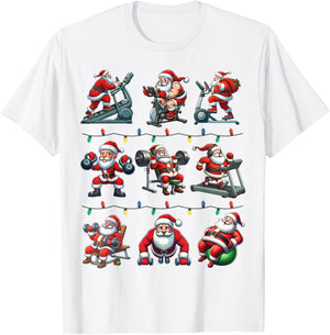Santa Fitness Collection Gym Workout Weightlifting Christmas T-Shirt - T-Shirt | White