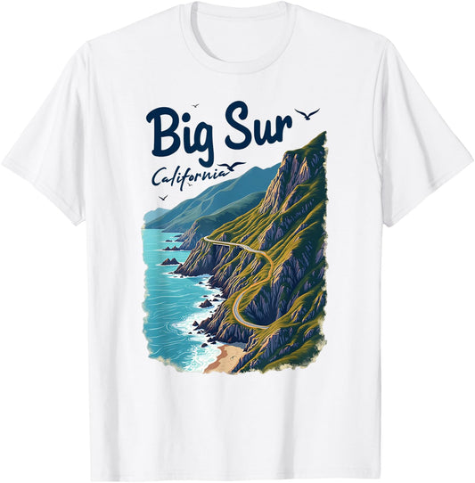 Surfing Surf Big Sur California Scenic Coastal View T-Shirt - T-Shirt | White