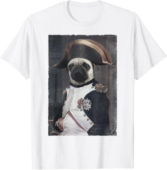 Napoleon Pug Napugleon Portrait Funny T-Shirt - T-Shirt | White