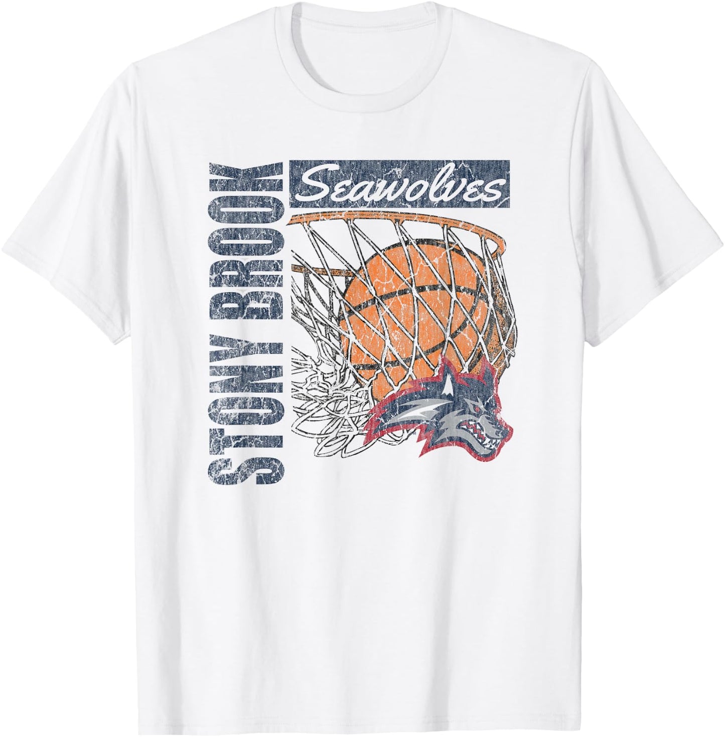Stony Brook Seawolves Vintage Basketball 90's White T-Shirt - T-Shirt | White