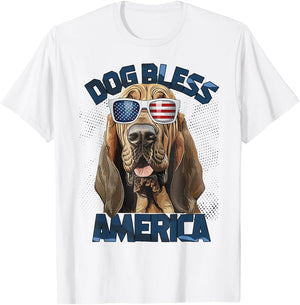 Blood Hound Dog Bless America T-Shirt - T-Shirt | White