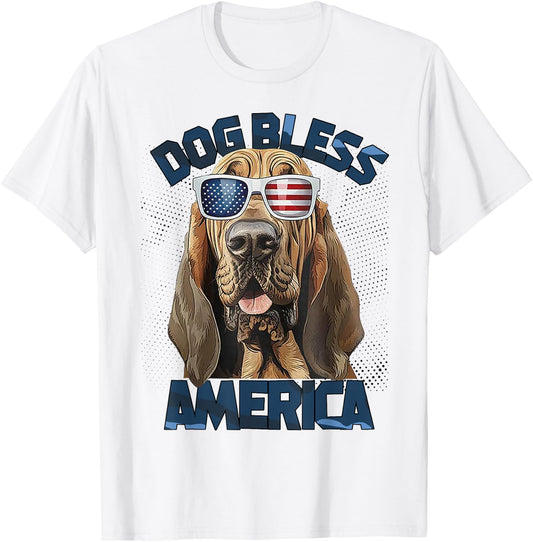 Blood Hound Dog Bless America T-Shirt - T-Shirt | White