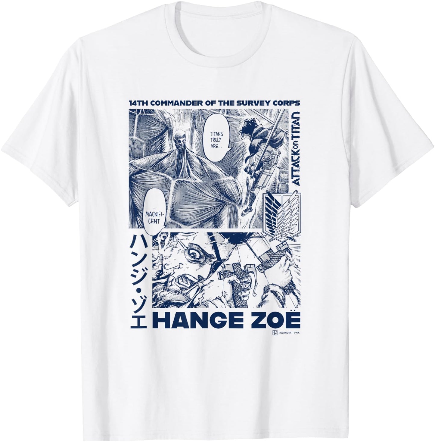 Attack on Titan Order Hange Zoe Big Chest Manga Poster T-Shirt - T-Shirt | White