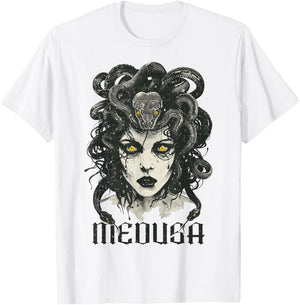 Medusa Greek Mythology Goddess with Snake Hair T-Shirt - T-Shirt | White