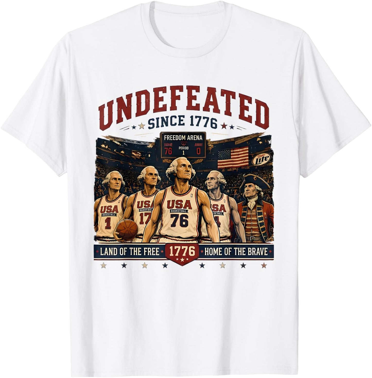 4th of July Basketball Undefeated Since 1776 250 Years T-Shirt - T-Shirt | White