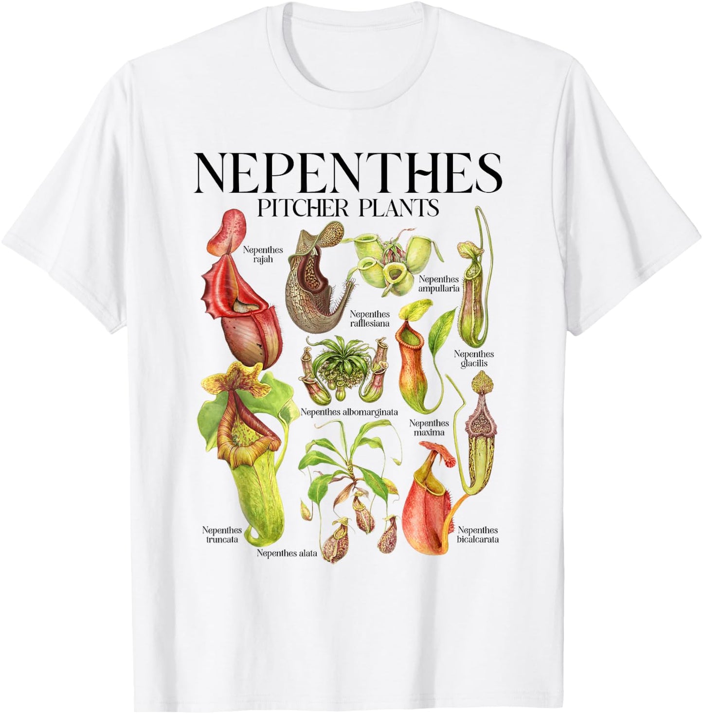 Carnivorous Plant Lover Botanical Nepenthes Pitcher Plants T-Shirt - T-Shirt | White