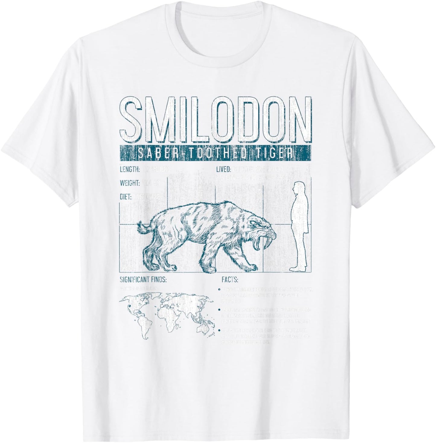 Prehistoric Shirt - Smilodon Saber-Toothed Tiger Shirt T-Shirt - T-Shirt | White