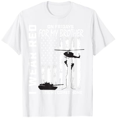 Red Friday Deployed Brother Military Support Troops USA Flag T-Shirt - T-Shirt | White