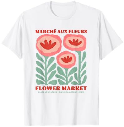 Women's Paris Botanical Market Flower Top T-Shirt - T-Shirt | White