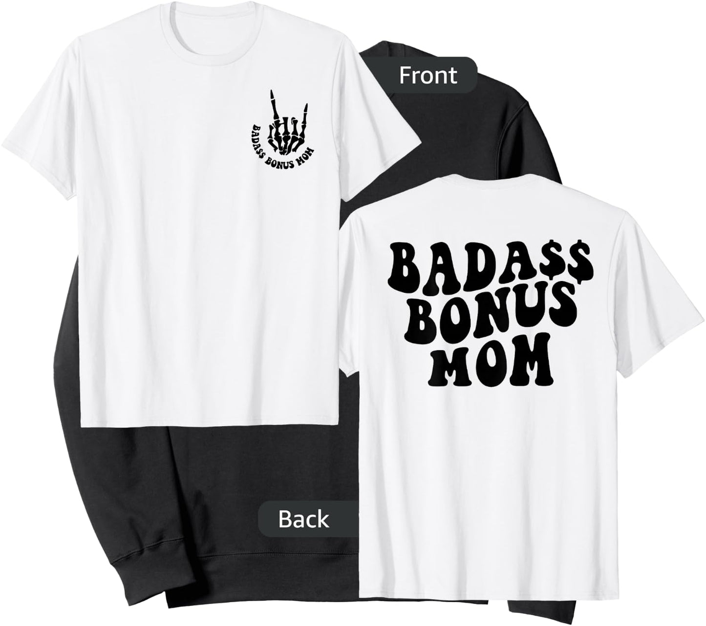 Women Funny Badass Bonus Mom, Mother's Day Trendy Stepmom Sweatshirt - Sweatshirt | Black