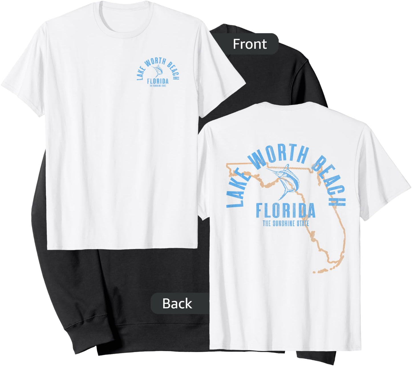 Lake Worth Beach Florida FL Retro Vintage Beach Front & Back Men Women Sweatshirt - Sweatshirt | Black