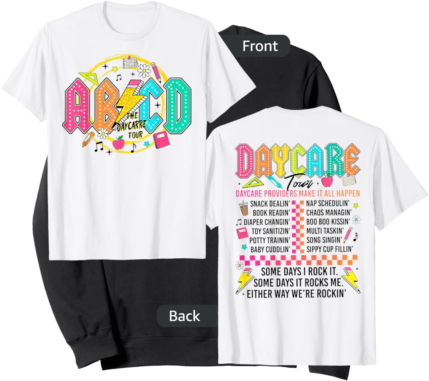 (2sided Front+Back) Retro The Daycare Tour, ABCD lightning Sweatshirt - Sweatshirt | Black
