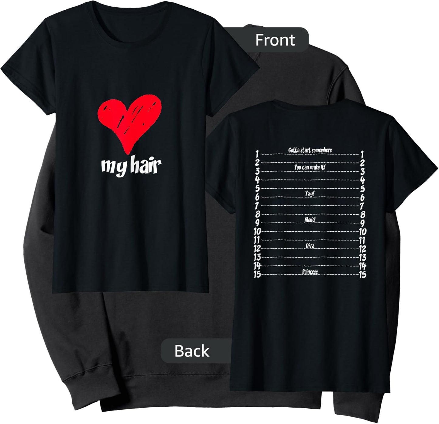 Hair Length Check Measurement with Backprint Love My Hair Sweatshirt - Sweatshirt | Black