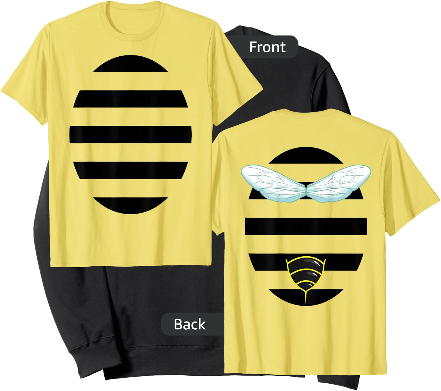 Bumblebee Costume Stripes Wings Stinger Front and Back Sweatshirt - Sweatshirt | Black